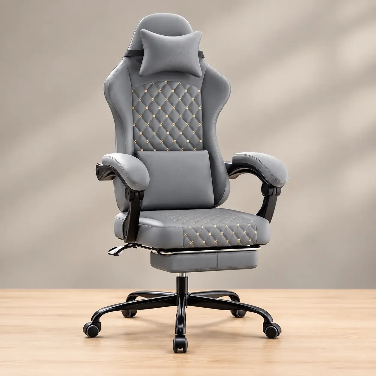 Chaise Gaming Ergonomique avec Repose-Pieds, Massage Lombaire et Inclinaison