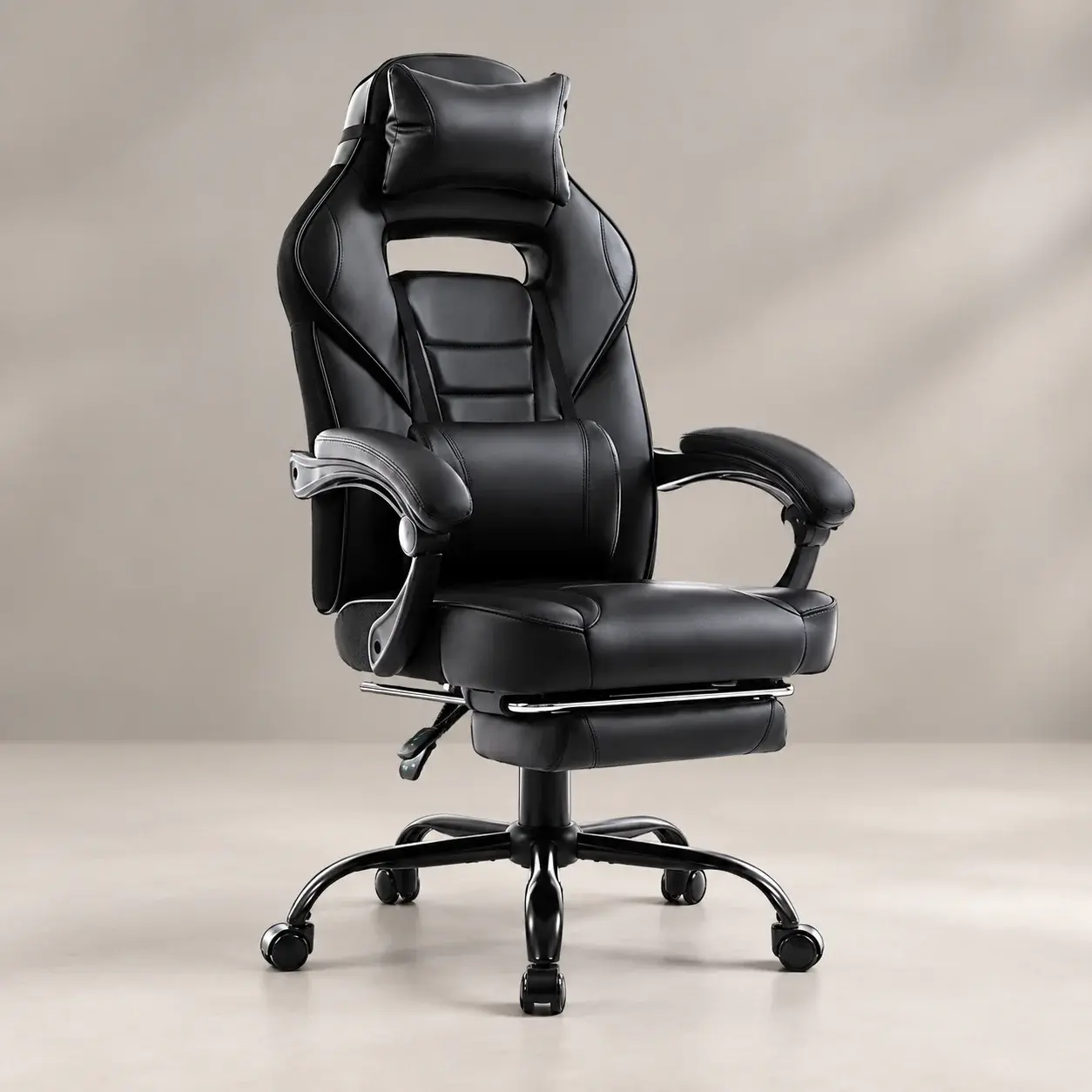 Chaise de Jeu Ergonomique à Dossier Haut Garvee — Cuir PU, 360° Pivotant, Hauteur Réglable, Repose-Pieds Rétractable