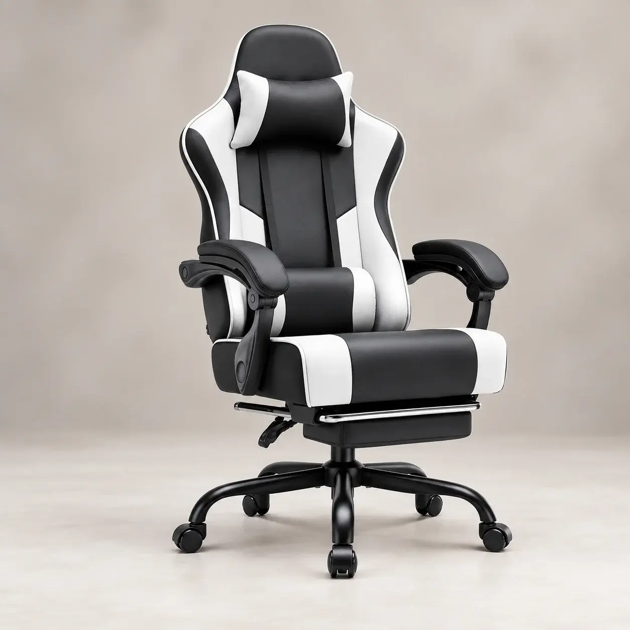 GTPLAYER Chaise de Jeu, Fauteuil Gamer Ergonomique avec Repose-Pieds, Appui-Tête et Support Lombaire, Rembourrée Réglable