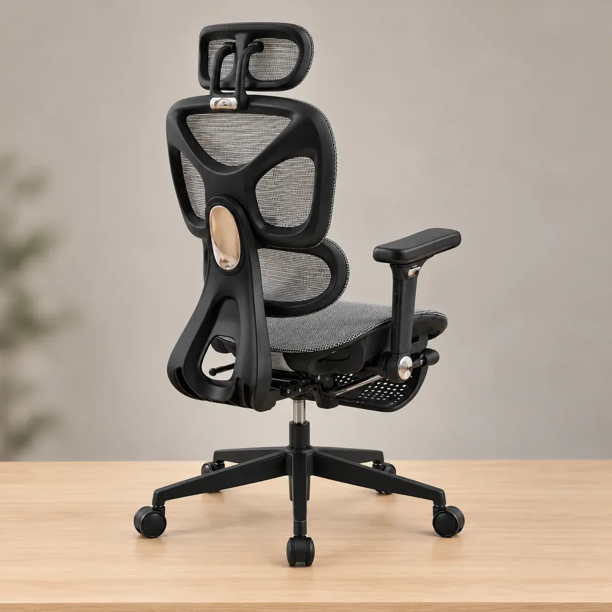 TCGBKAF Chaise de Bureau Ergonomique en Maille avec Repose-Pieds, Chaise de Direction Grande et Haute, Accoudoirs 5D