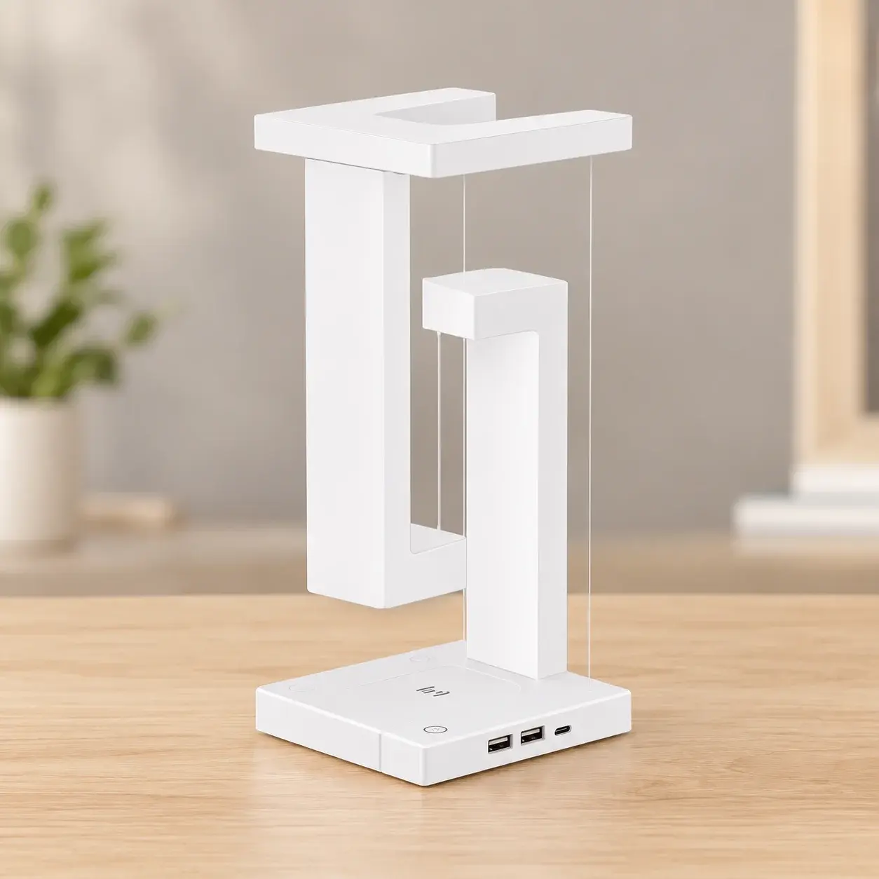 LED Lampe de Nuit Créativité Balance Suspension, Lampe de Bureau Chargeur Sans Fil, Décoration Maison